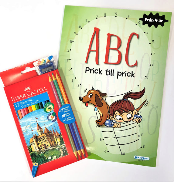 Present: Prick till prick-bok (ABC) + färgpennor